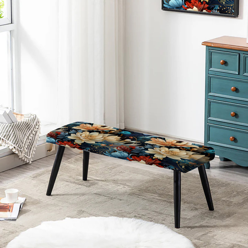 Motif floral moderne - banc rembourré noir Floral Inspirations