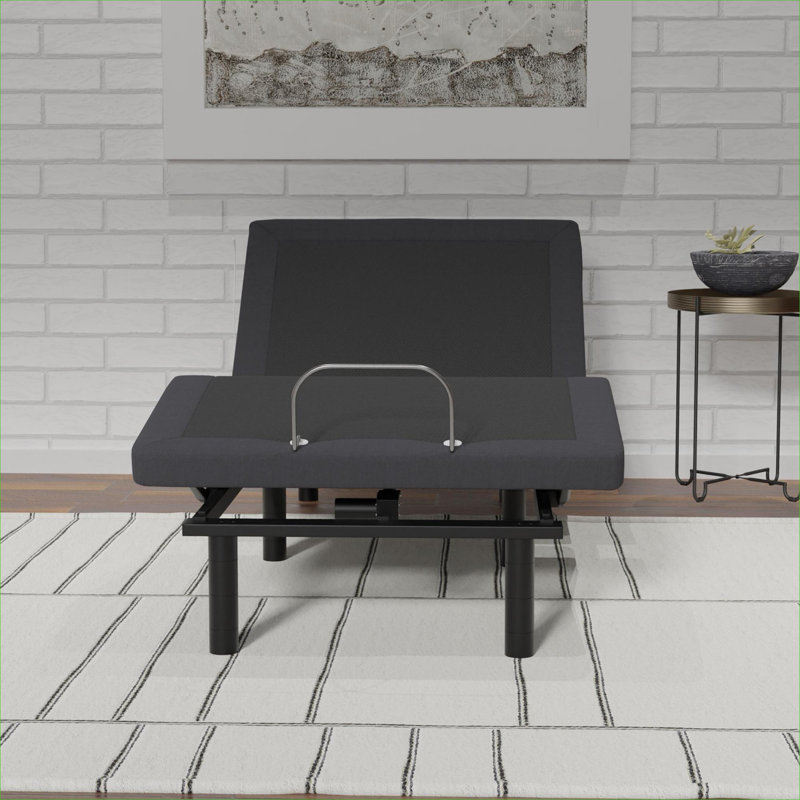 Extra-Long Twin Adjustable Bed Base Zero Clearance Metal Construction Soft Gray with Voice Command