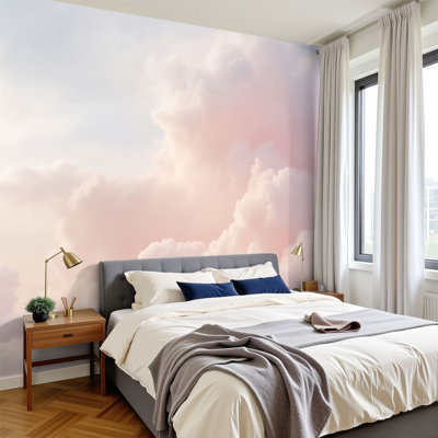 Papier peint adhésif rose pâle et doux Boho, teintes douces, couleurs pastel, lavande, roses, papier peint H 100 po x l 144 po, papier peint amovible en PVC, adhésif pour chambre d'enfant, chambre d'enfant, salon