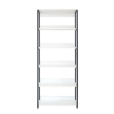 Wood And Metal Walk-In Closet With Five Shelves