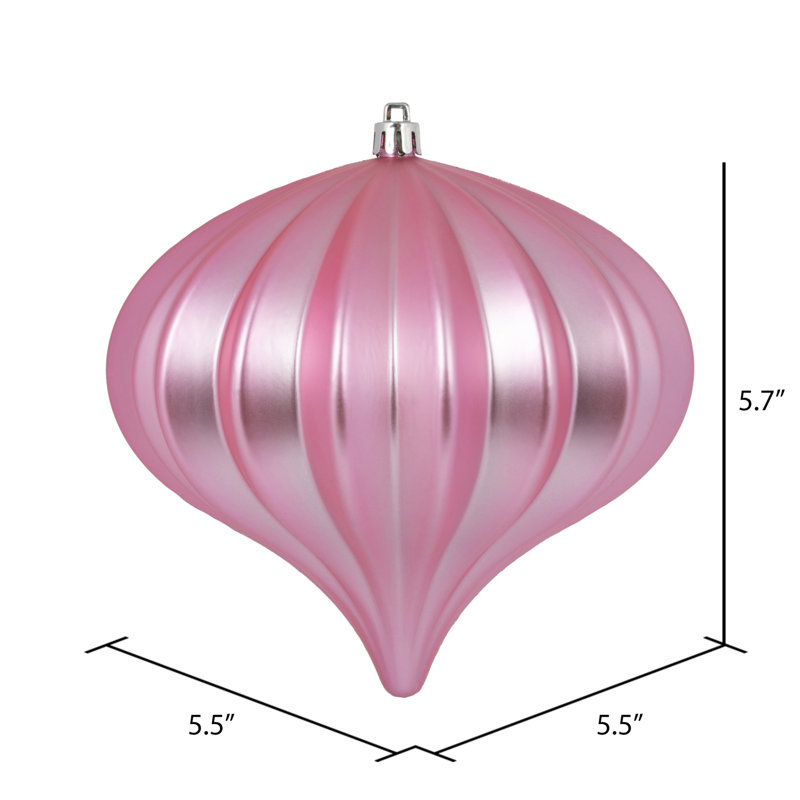 5.7" White Matte Onion Ornament UV, 3 Per Bag, Matte Pink