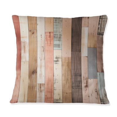 Farmhouse Planks Pink Striped Pattern - Striped Printed Throw Pillow