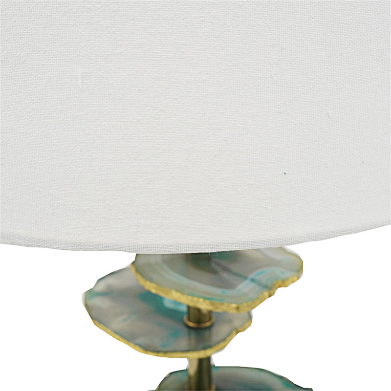 Lampe de table avec base en marbre, Blanc/vert