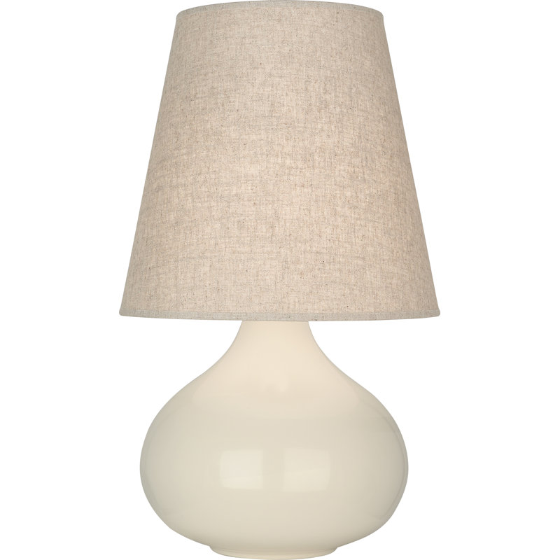 June 24" Table Lamp, Bone, Buff Linen