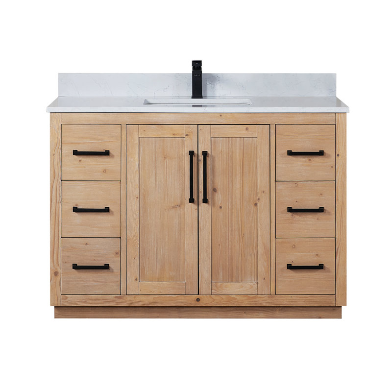 Cicero 48" Single Bathroom Vanity with Grain Engineered Stone Countertop without Mirror