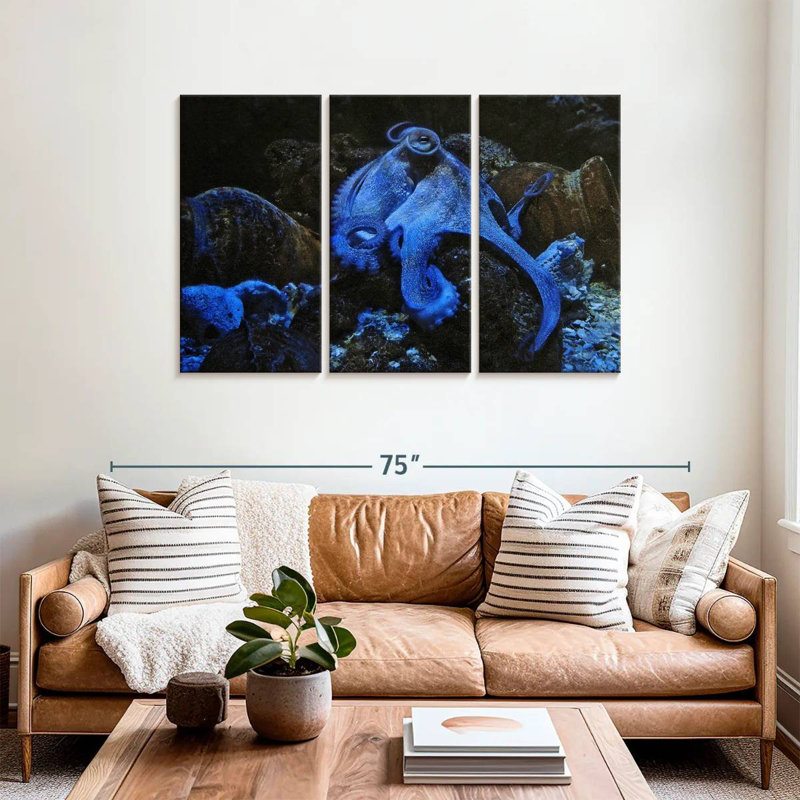 Stoic Blue Octopus, 36" H x 57" W