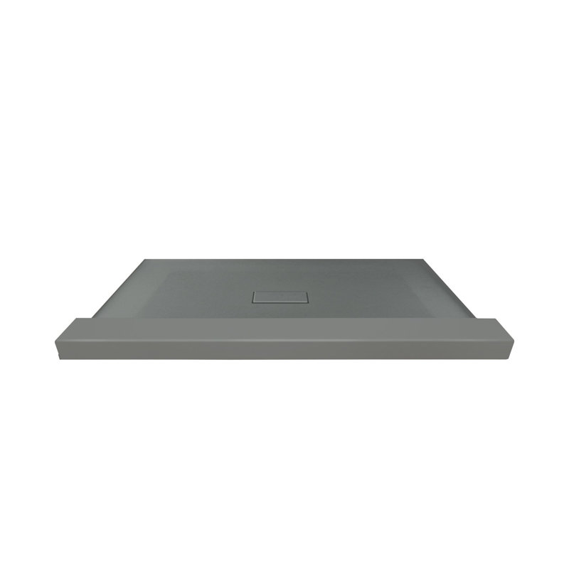 Transolid Trimslate 63-in x 40-in Shower Base with Adjustable Single Threshold and Center Drain, Dark Gray