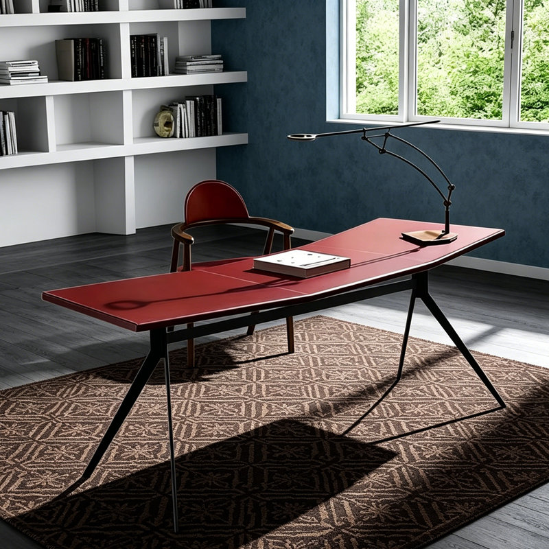Bureau Oswal, Rouge / Noir, H 29,53 po x l 78,74 po x P 31,5 po