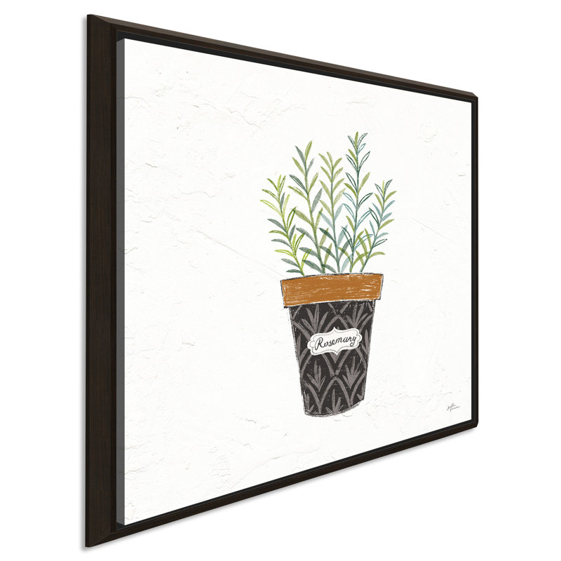«Fine Herbs IX», reproduction d'art sur toile encadrée, H 39,5 po x l 39,5 po x P 2 po, Cadre flottant espresso
