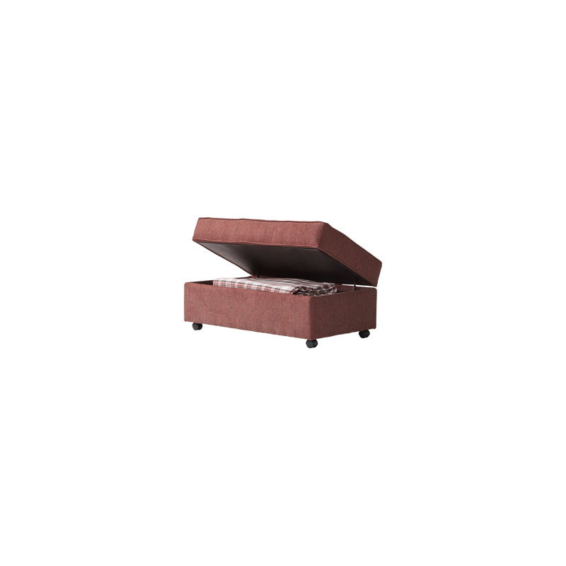 Repose-pieds rectangulaire avec rangement rembourré, Mélange de polyester cramoisi Tully