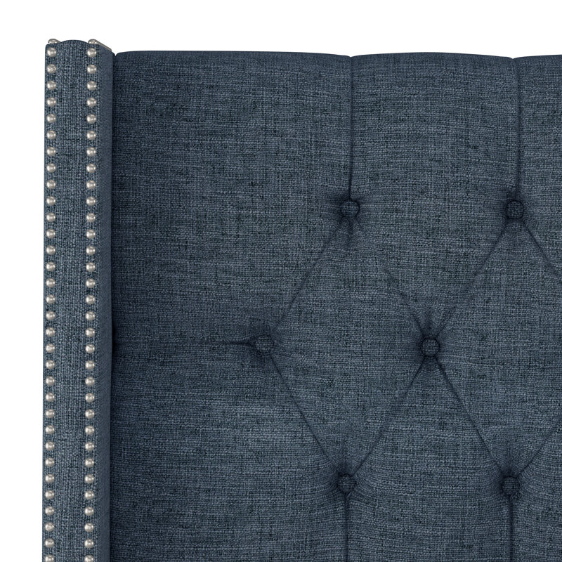 Casstown Upholstered Bed, Twin, Zuma Navy Textured Linen