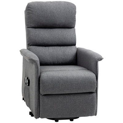 HOMCOM Power Lift Chair With Vibration Massage, Fabric Upholstered Recliner Chair For Elderly With Remote Control, Side Pockets, Grey