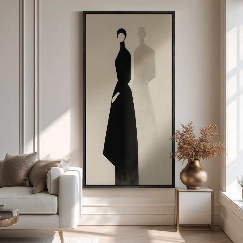 Très grand art mural sur toile encadré - impressions murales rétro pour chambre à coucher, H 60 po x l 30 po, Noir