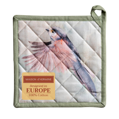 Manique Maison d'Hermine Oiseaux volants 100 % coton - 20 x 20 cm