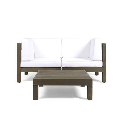 Brava X-Back - 2 Seater Sectional Loveseat With Coffee Table, White