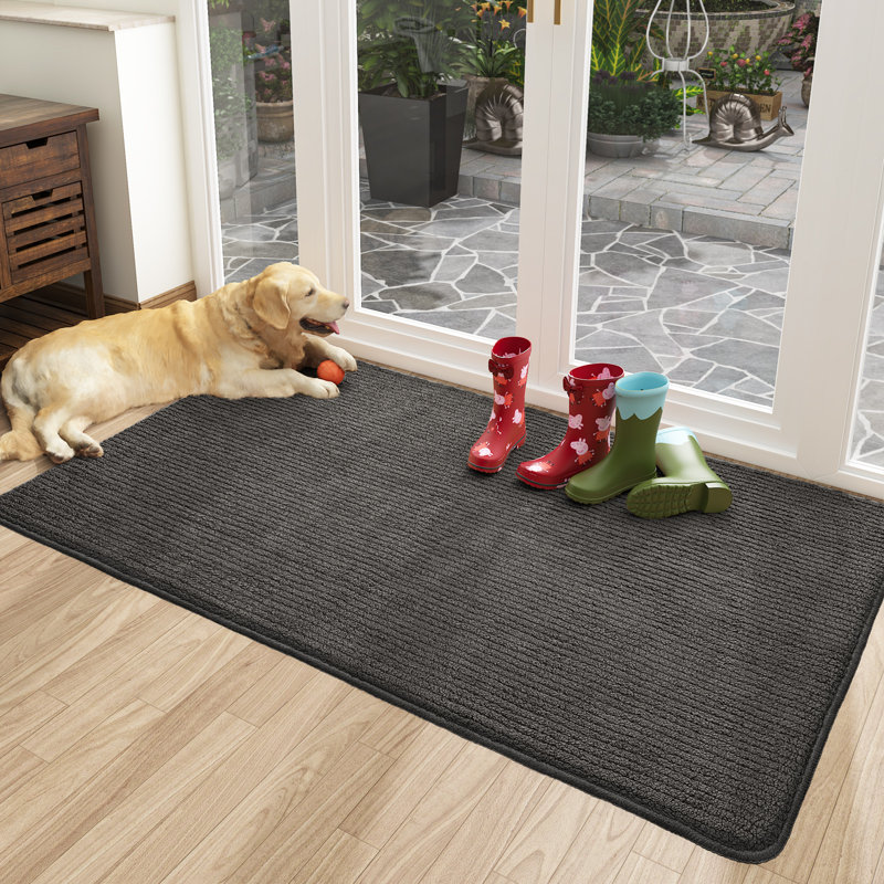 Tapis d'entrée / extérieur antidérapant Brynsley, Noir, L 24 po x L 36 po