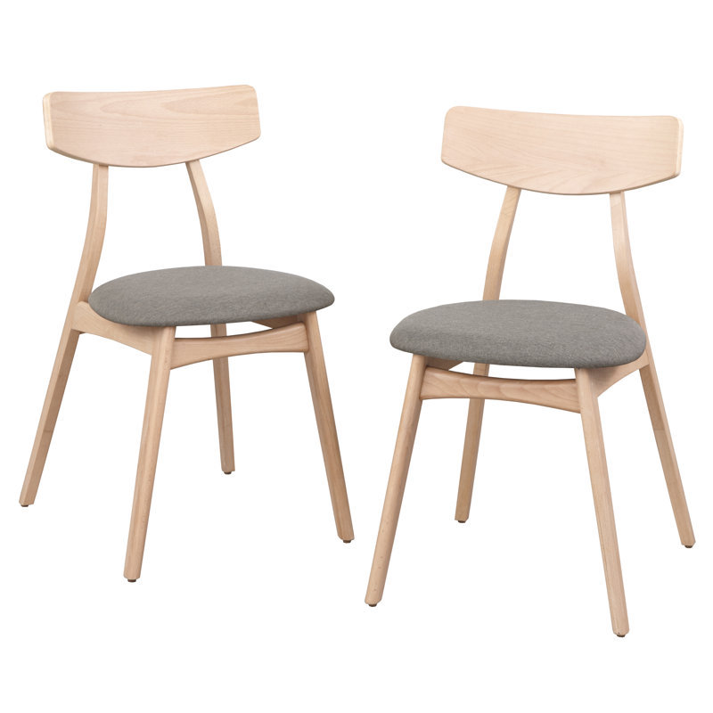 Brunehilde 18.5'' H Linen Blend Upholstered Beech Side Chair, Gray, Natural