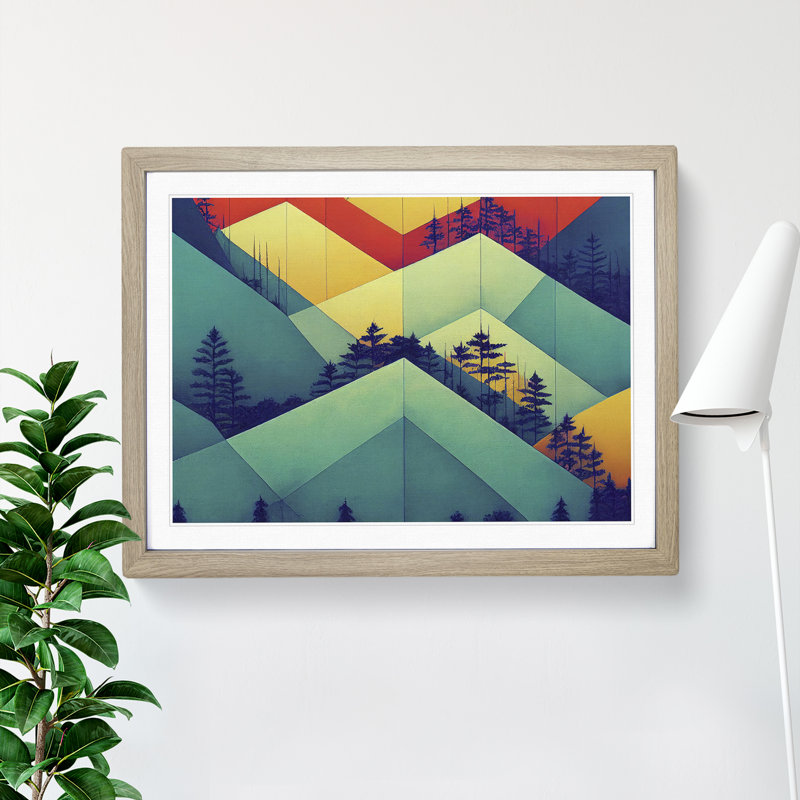 Geometric Forest Abstract - Framed Print, Oak Framed, 34cm H x 46cm W x 2cm D