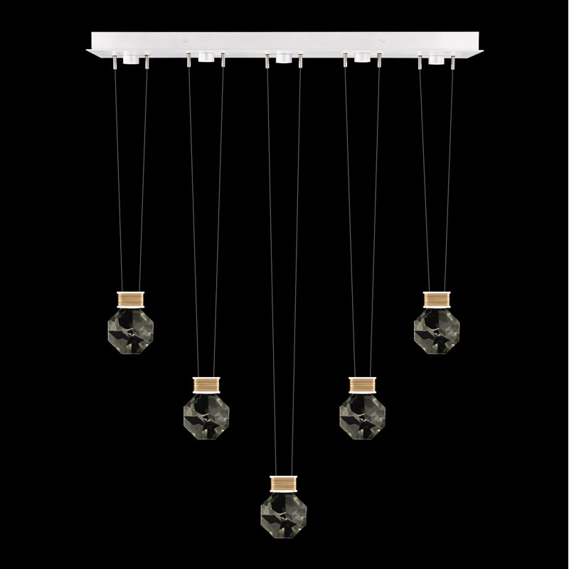 Luminaire suspendu linéaire l 43 po Aria 4, Blanc / doré