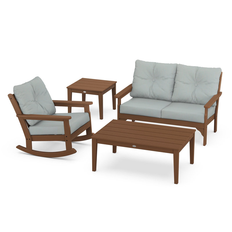 Vineyard 4-Piece Deep Seating Rocker Set, Spa, Teak