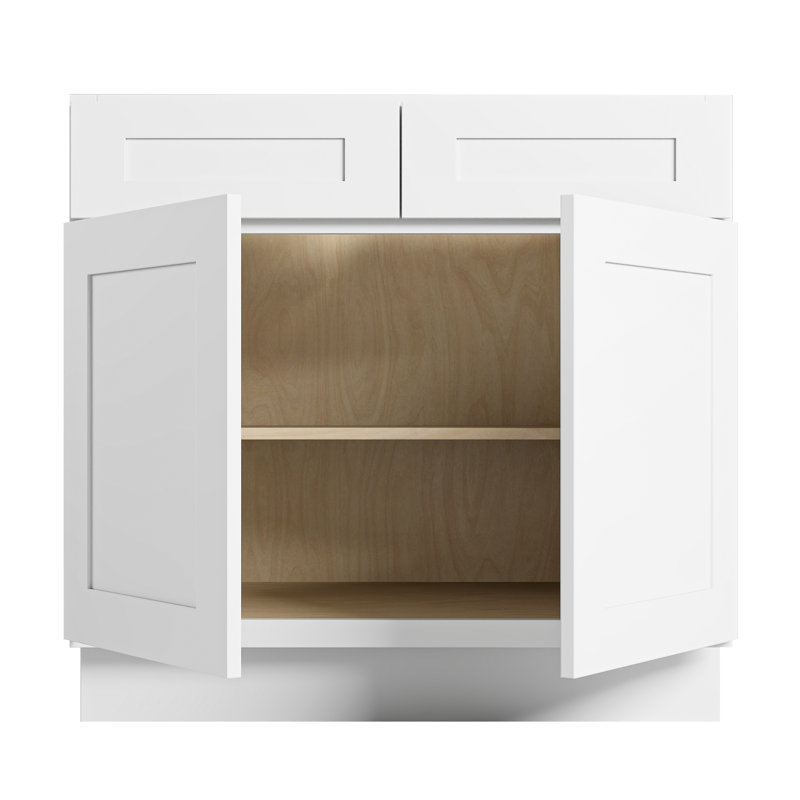 Armoire de cuisine Modern Shaker, structure en bouleau massif, glissières DTC à fermeture en douceur à extension complète, tablettes réglables, options de largeurs multiples (12 po à 42 po)