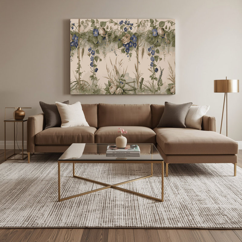 «Farm Farm Borders», art mural sur toile beige, H 24 po x l 36 po