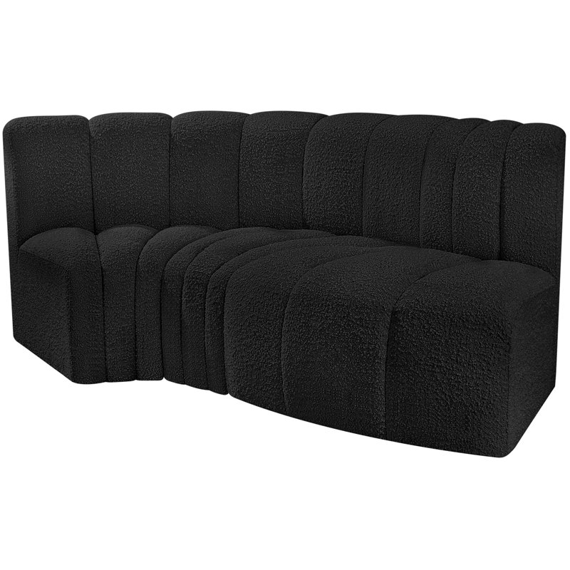 Canapé et chaise rembourrés Hubertus, Tissu bouclé noir