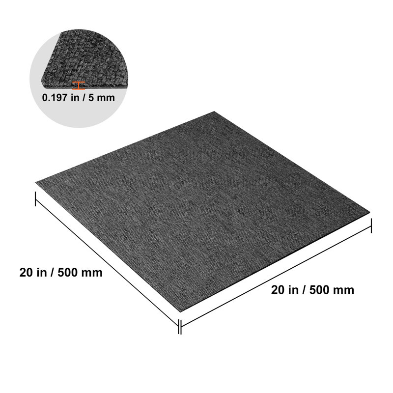 Tapis de moquette réutilisables 50 x 50 x 0,5 cm, tapis en polyester gris foncé. Redéfinissez votre espace sans effort avec