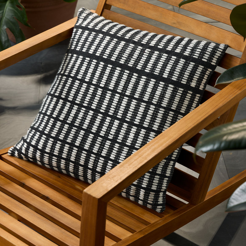 Black and Ivory Rectangular Outdoor Throw Pillow