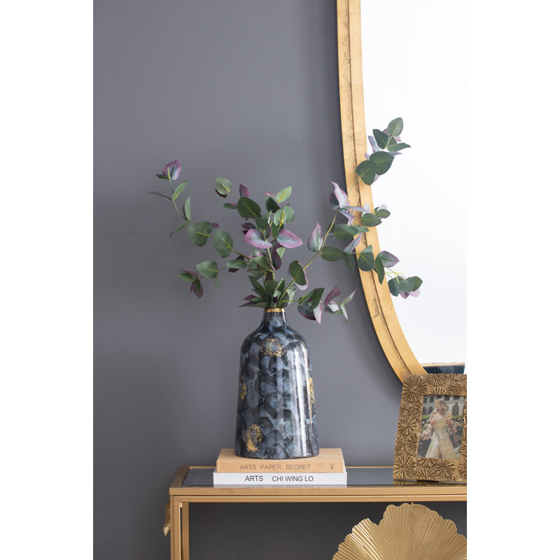 Vase de table en verre doré / bleu 12,2 "