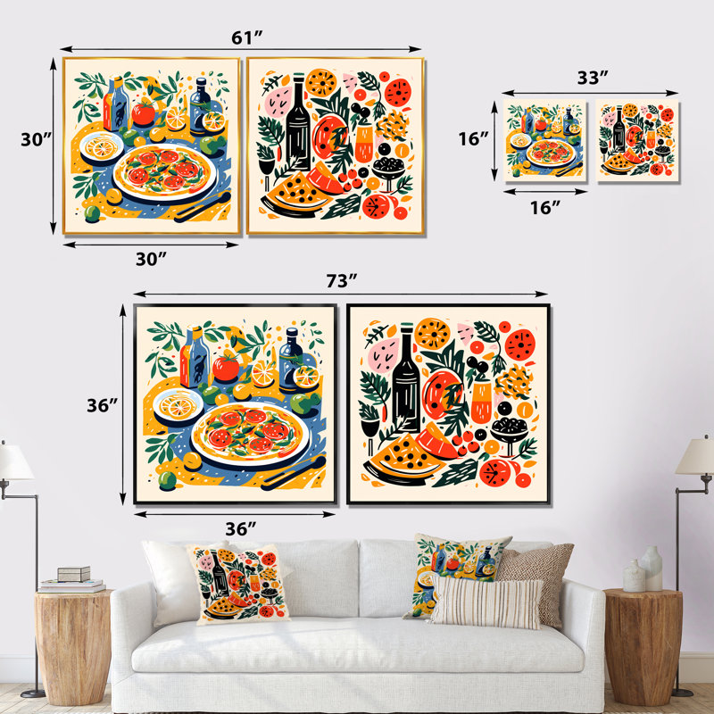 Ensemble de 2 impressions sur toile de style Henri Matisse, Toile tendue, H 30 po x l 61 po x P 1 po