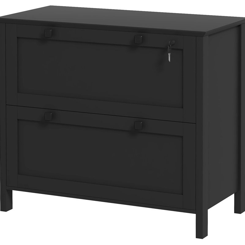 Black 2 Drawer File Cabinet For Home Office. Secure With Lock. Fits Different Sizes. Functional And Stylish. -Coated Particleboard Build. 31.1" L X 15.7" W 28.3" H. 132 Lbs Capacity. Assembly