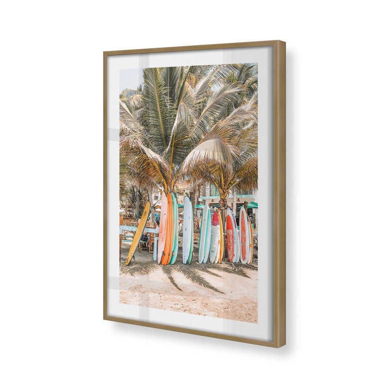 Imprimé Surf's Paradise, Cadre doré brossé, H 25,25 po x l 19,25 po x P 1,25 po