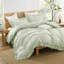 Housse de couette Andingham Gingham, housse de couette Sage Ruffle Farmhouse, ensemble de housse de couette en microfibre pré-lavée 3 pièces avec fermeture à glissière et attaches d'angle, 79 po x 90 po-124609539-124609542