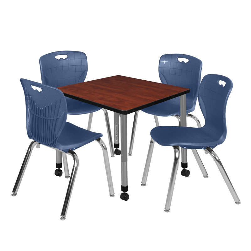 Ensemble de table de salle à manger L 42 po Romig Kee, Bleu, Cerisier, H 34 po x L 30 po x l 30 po