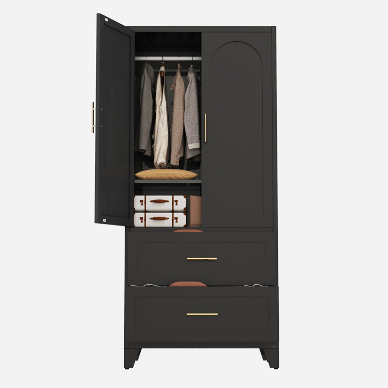 Garde-robe avec 2 tiroirs et tringle