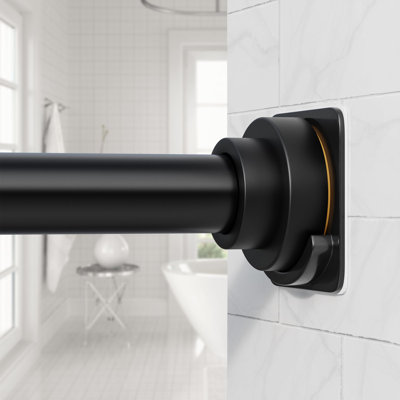 31-120'' Adjustable Tension Shower Curtain Rod, Rustproof Steel, Black