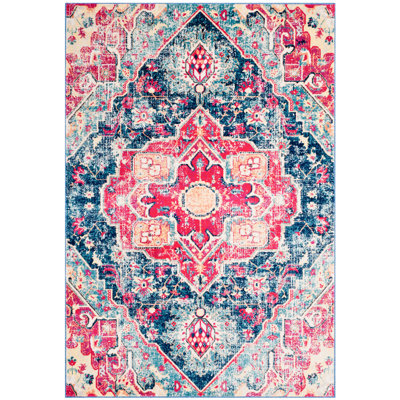Tapis bleu / fuchsia Annette