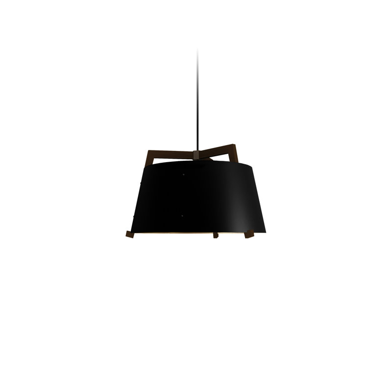 Luminaire suspendu cylindrique unique à 3 lumières Ignis, H 14,75 po x l 24 po, Noyer teint foncé / noir mat