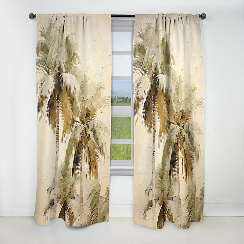 Palmier Desert Oasis IV - Rideau palmiers - Rideau occultant à motif floral - 1 panneau, 52" W x 108" L