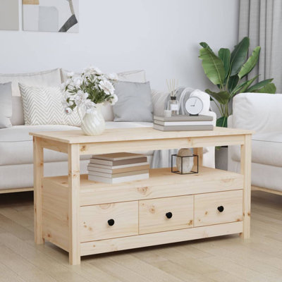 Kitron Solid Wood Four Leg Coffee Table with Storage