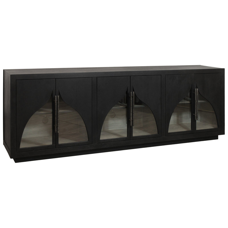 Buffet en bois massif 6 portes avec finition chêne foncé Kate