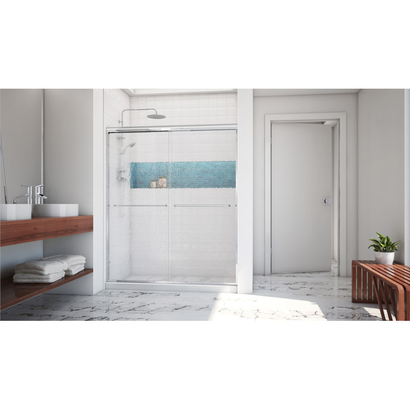 Porte de douche sans cadre Leser l 56 "x H 62,38", Chrome poli