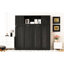 Lit double noir avec 3 armoires de rangement pour gants et ceintures, construction en bois de pin fiable, appartements pliants en noir, objets personnels, espace