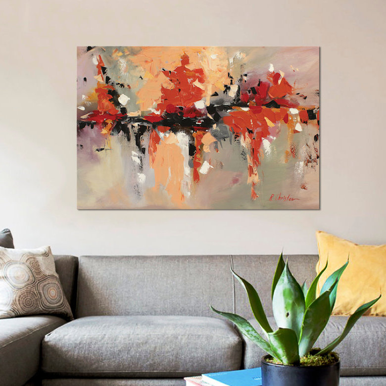 « joy », reproduction sur toile, H 18 po x l 26 po x P 1,5 po, Toile tendue, Pas de tapis