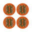 Sous-verres ronds en cuir végétalien orange à motif léopard-172550073