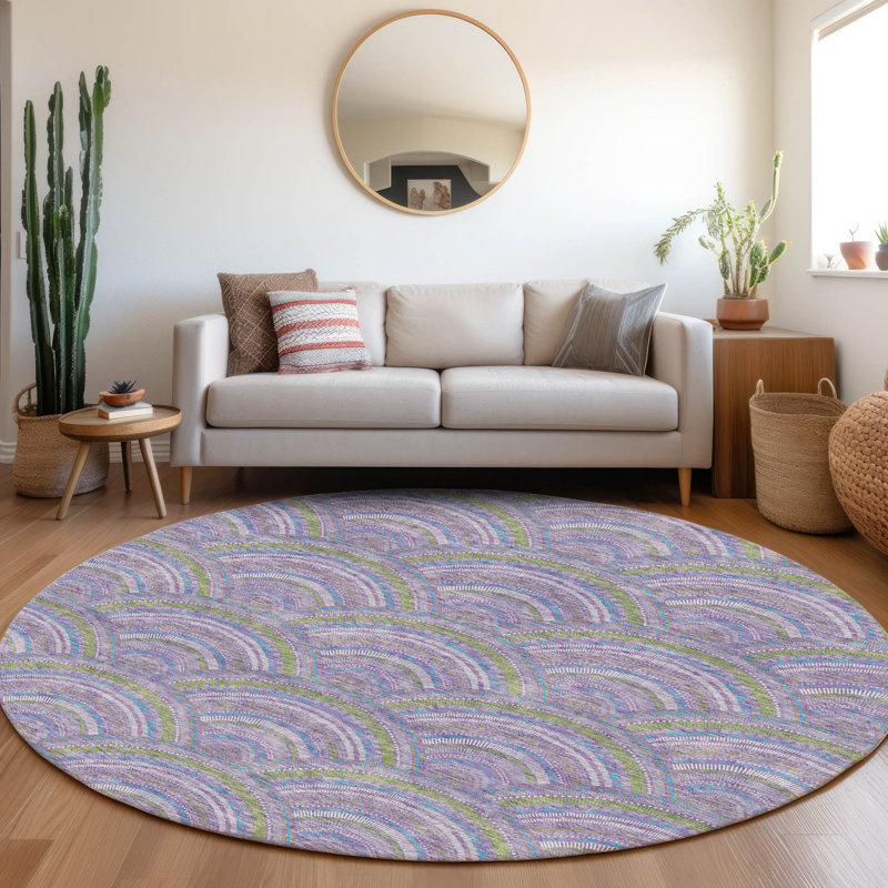 Tapis lavande lavable à la machine de qualité supérieure Prisco, Rond 8 pi