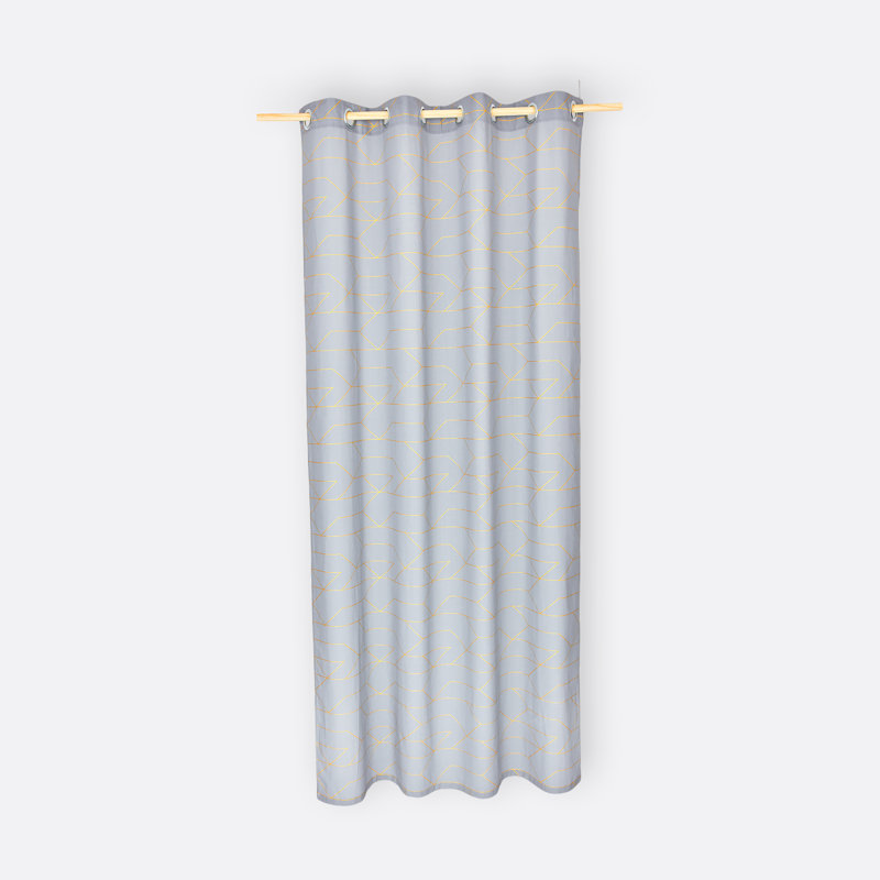 Goldene Linien Cotton Room Darkening Curtain Pair, 135cm Width x 230cm Drop, Dark blue