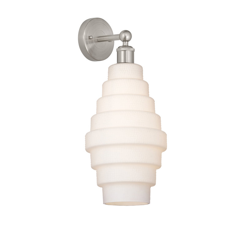 Applique murale en acier Bedrie, Nickel satiné, Blanc