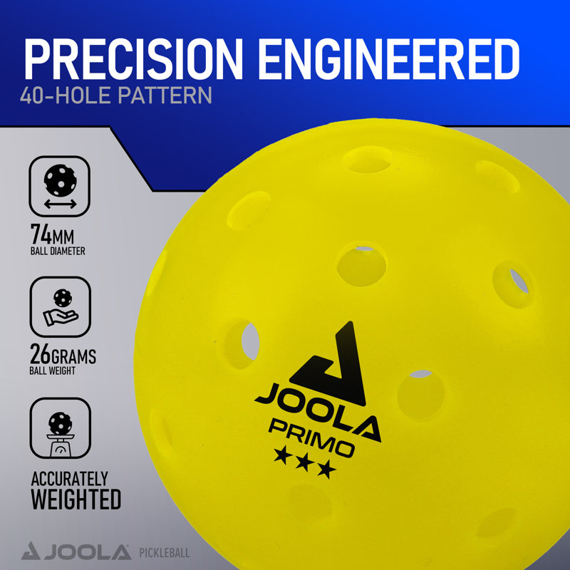 JOOLA Primo Pickleball Balls - Paquet de 100 balles de pickleball intérieures et extérieures 3 étoiles